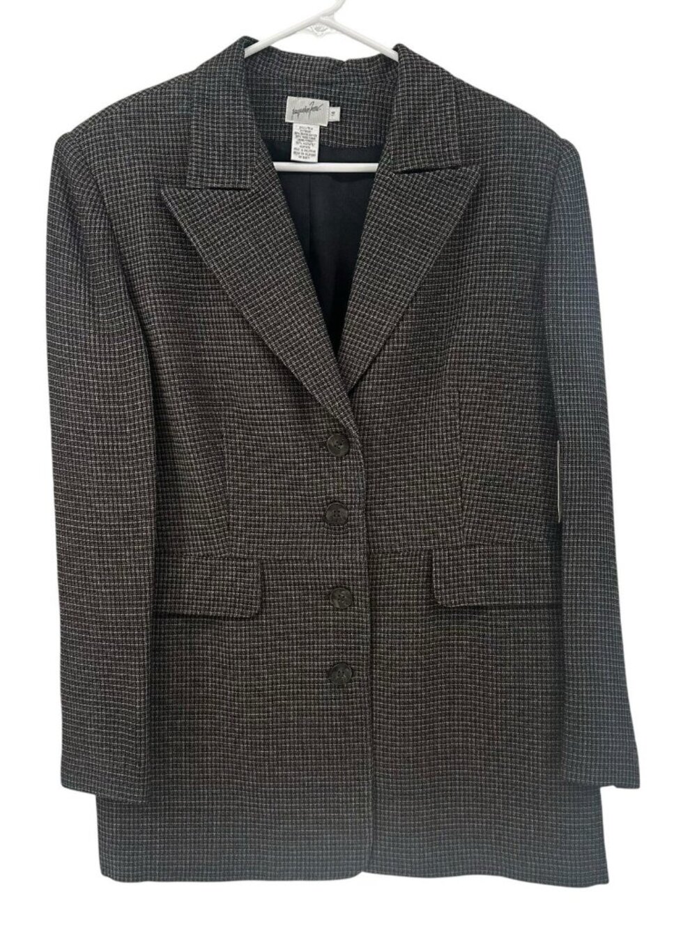 Vtg Women’s Jacqueline Ferrar Blazer Jacket Lined Plaid Sz 14 Career Office